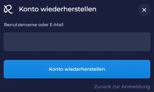 Kontowiederherstellung nach Vergessen des Passworts beim Rainbet Casino Login
